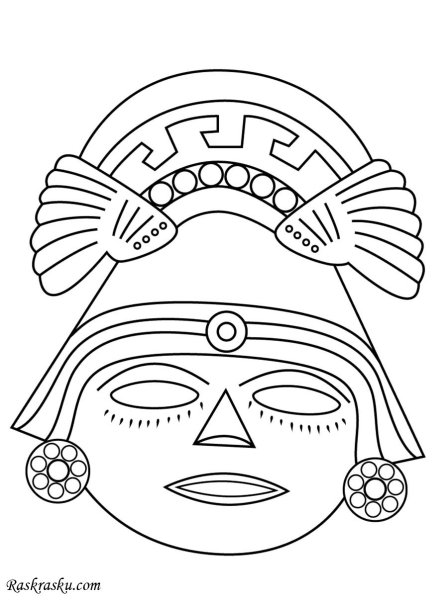 Маска индейца раскраска