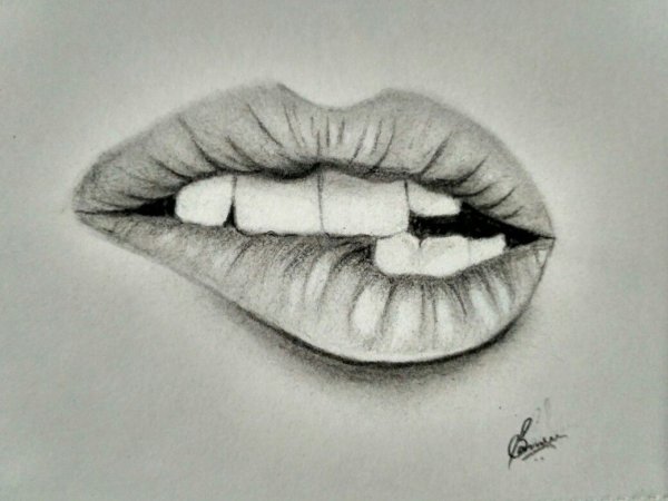 Прикусывание губы карандашом