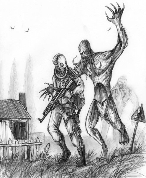 Сталкер рисунки карандашом