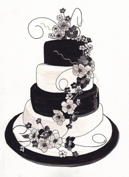 Черно белый торт детский