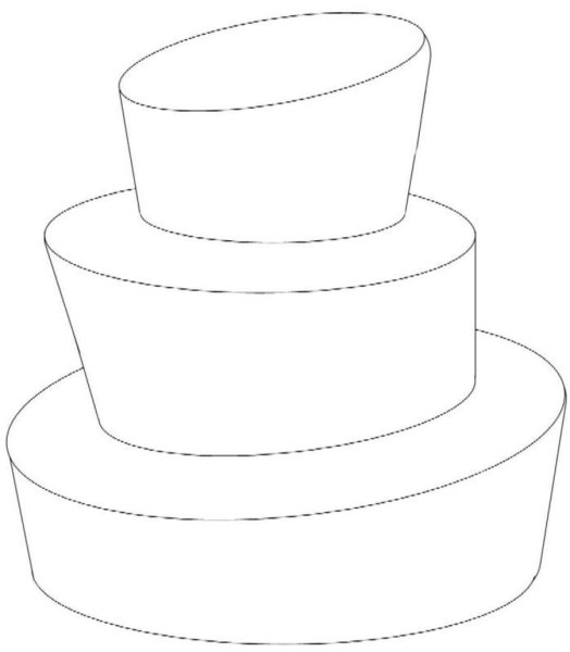 Трех ярусный торт эскиз