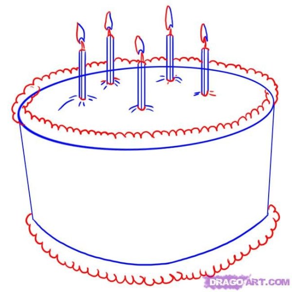 Торт рисунок поэтапно