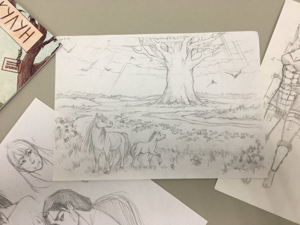 Рисунок Олонхо карандашом