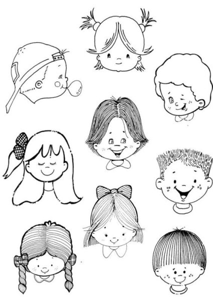 Раскраска детские лица