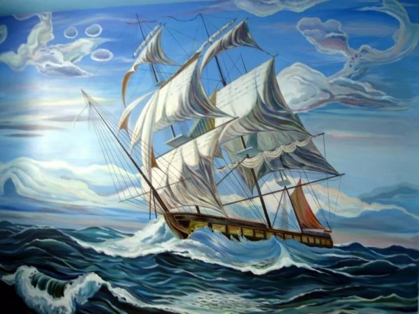 Корабль в море для детей