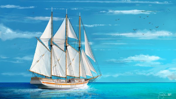 Корабль с парусами