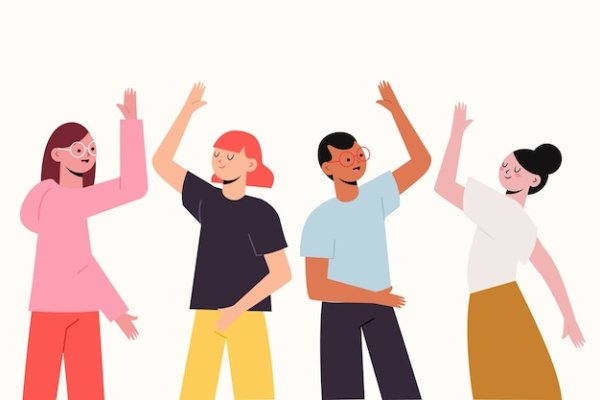 Люди дают пять