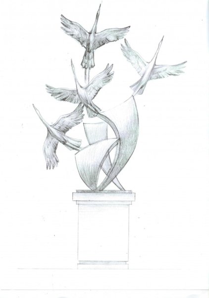 Журавли эскиз на памятник