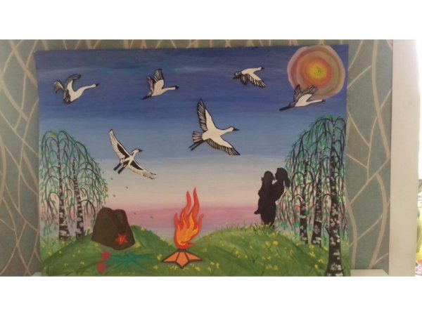 Аппликация журавль в небе