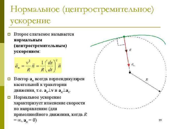 Криволинейное движение центростремительное ускорение формула