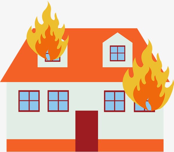 Нарисовать горящий дом