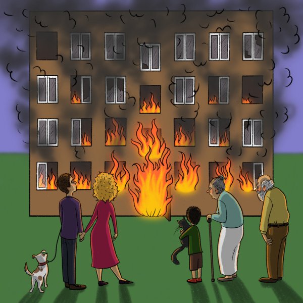 Горящий дом для детей