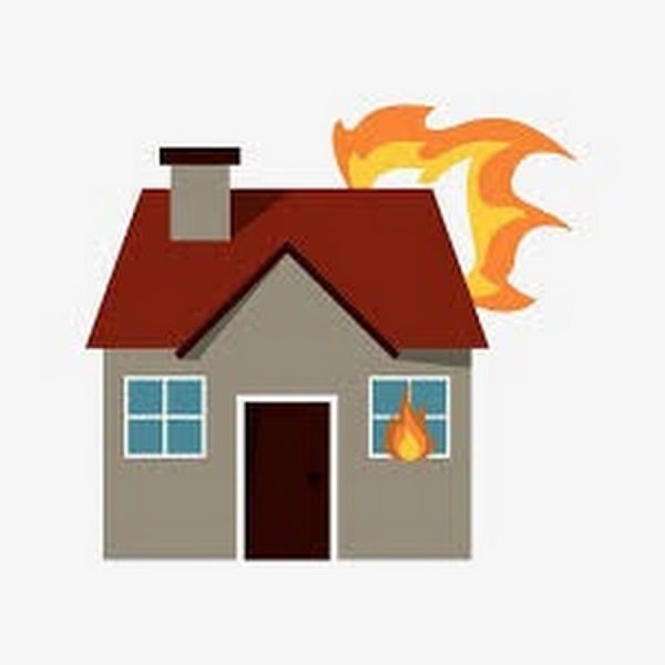 Нарисовать дом с огнем
