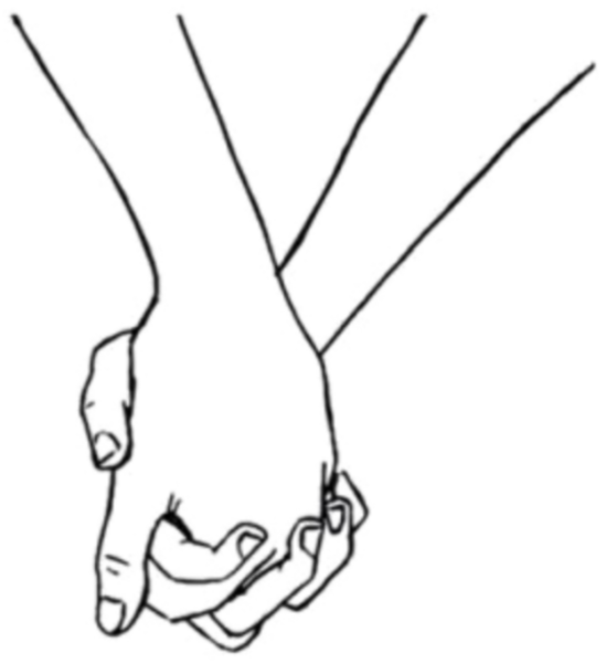 Силуэт рук влюбленных