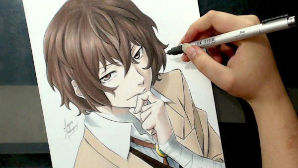 Дадзай Осаму карандашом