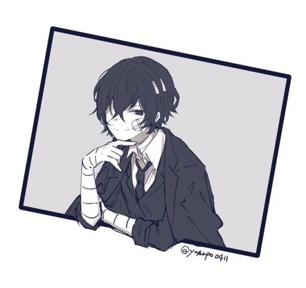 Дадзай Осаму черно белый