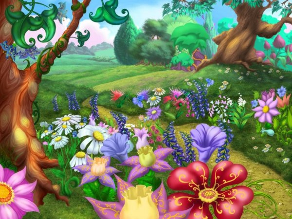 Сказочная Поляна с цветами