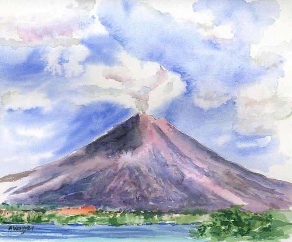 Рисуем Вилючинский вулкан Камчатки