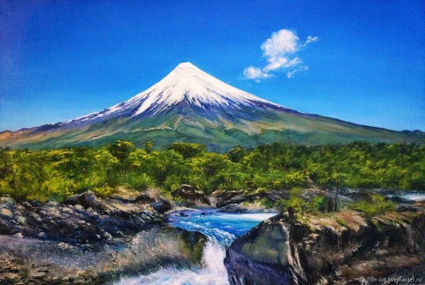 Вулкан Камчатки акварель