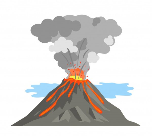 Извержение вулкана рисунок