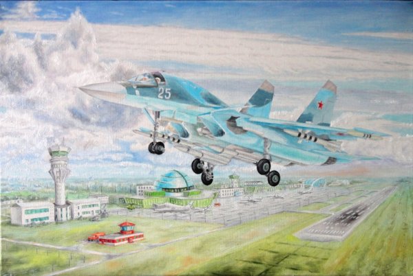 Вид самолета спереди Су-34