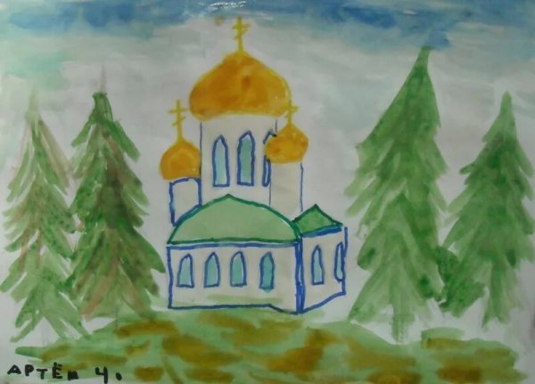 Курск Преображенский храм рисунок