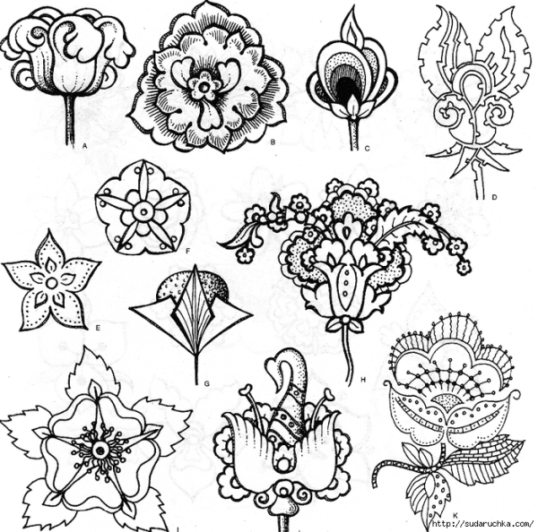 Фантазийные цветы эскиз