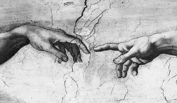 Микеланджело Сотворение Адама Наброски
