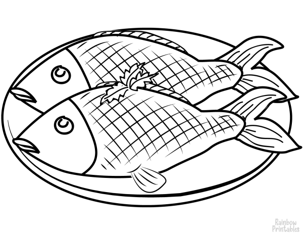 Раскраска рыба блюдо