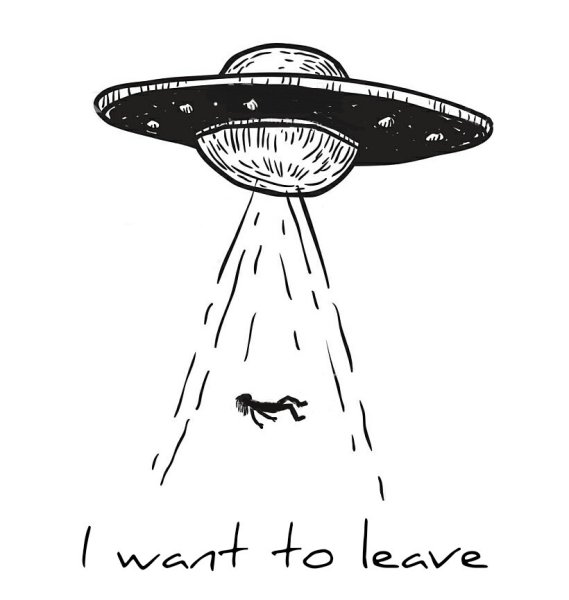 Летающая тарелка черно белая