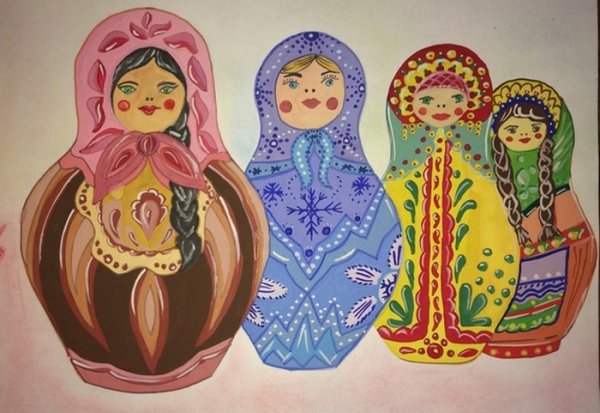 Матрешка детский рисунок