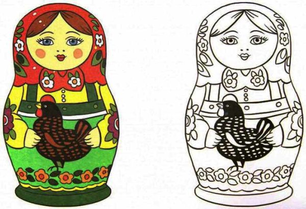 Матрёшка рисунок для детей в детском саду
