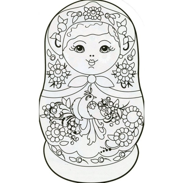 Семеновская Матрешка разукрашка