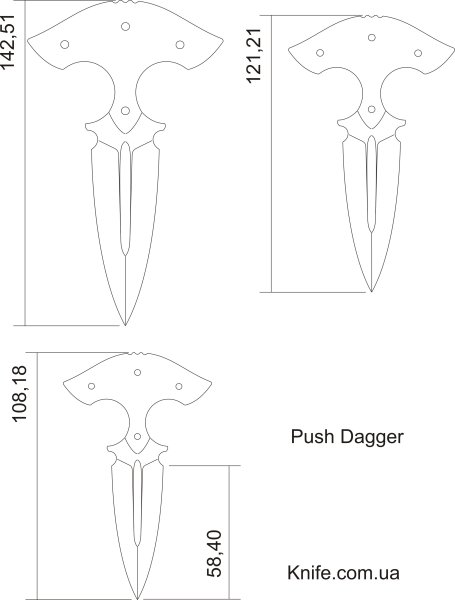 Нож Dual Daggers Standoff 2 чертёж