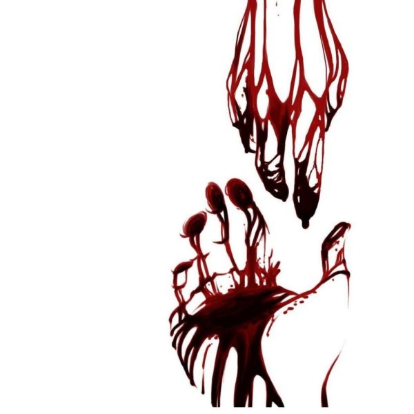 Кровавая ладонь на чёрном фоне