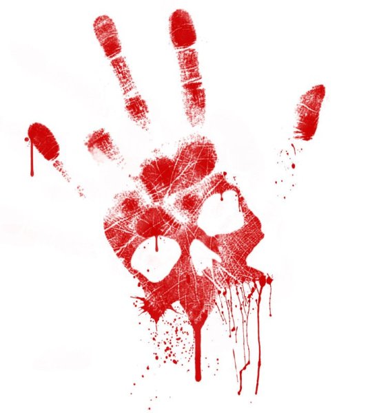 Кровавый отпечаток руки