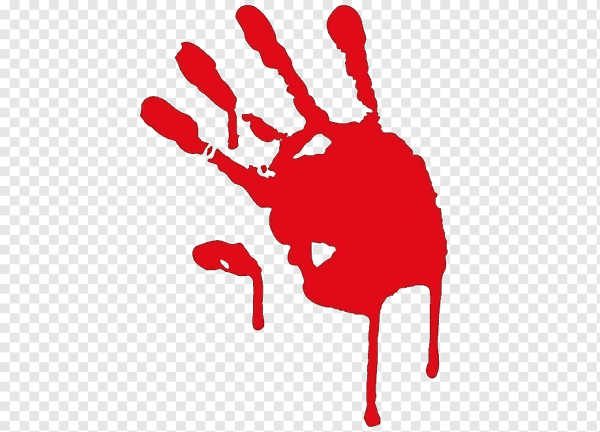 Кровавый отпечаток руки на черном фоне