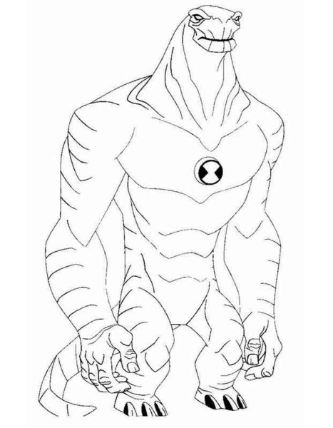 Раскраска Бен 10 Гумангозавр