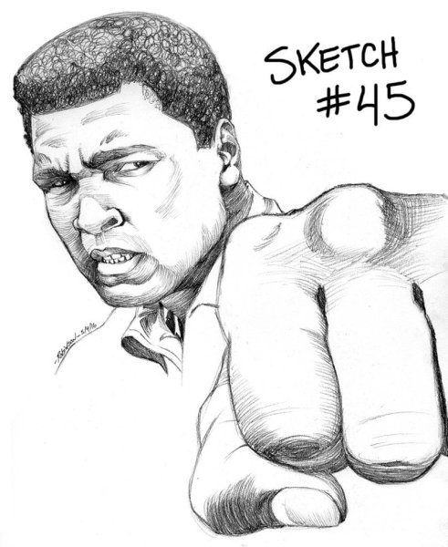 Мухаммед Али карандашом