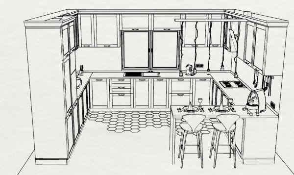 Эскиз для рисования кухни