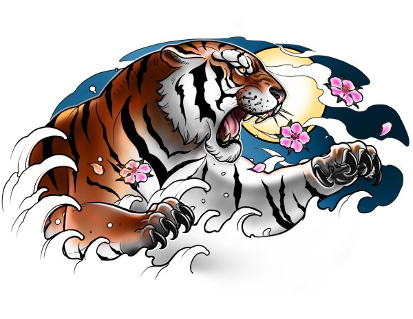Тигр Япония эскиз