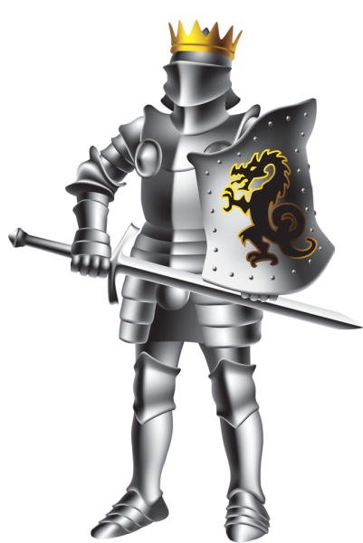 Рыцарь в доспехах на белом фоне