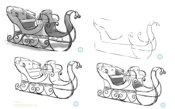 Русские сани рисование