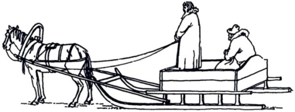 Сани с лошадью раскраска