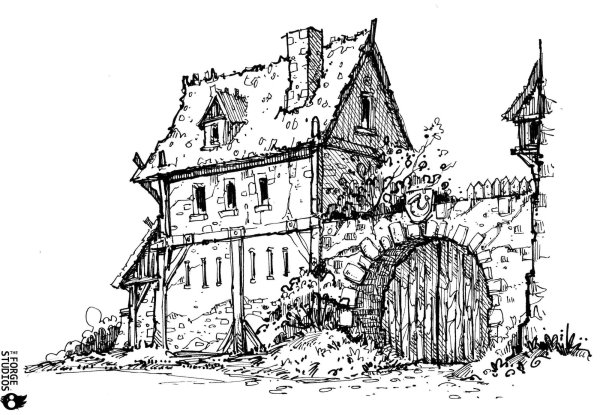 Каменный дом карандашом