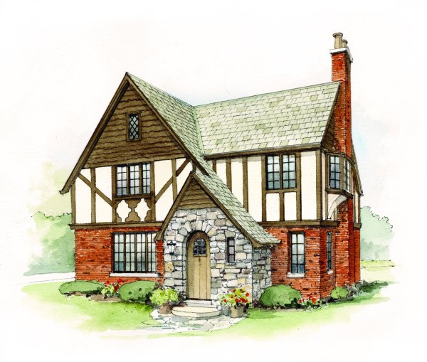 Стиль Тюдор (Tudor Revival Cottage)
