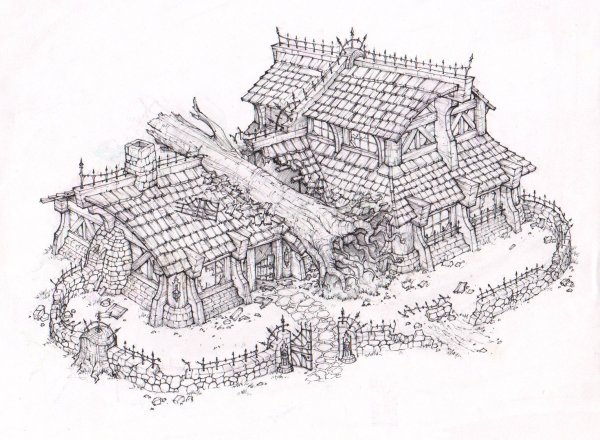 Средневековый дом набросок