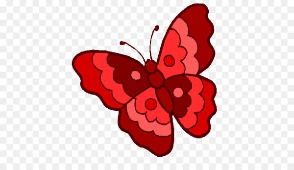 Красная бабочка мультяшная