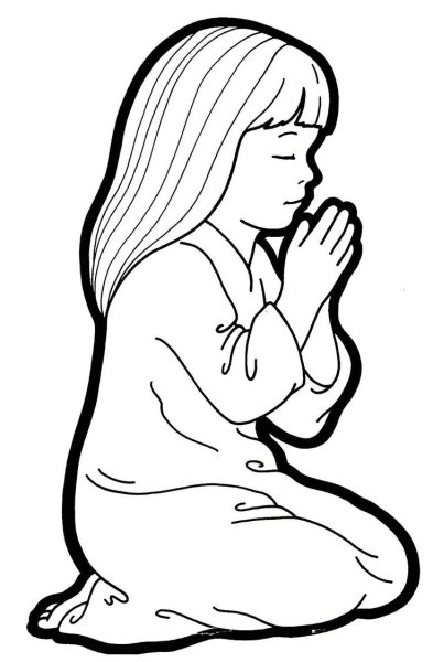 Разукрашка для детей молится ребенок
