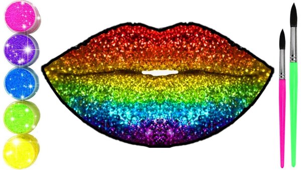 Губы Радуга с блёстками